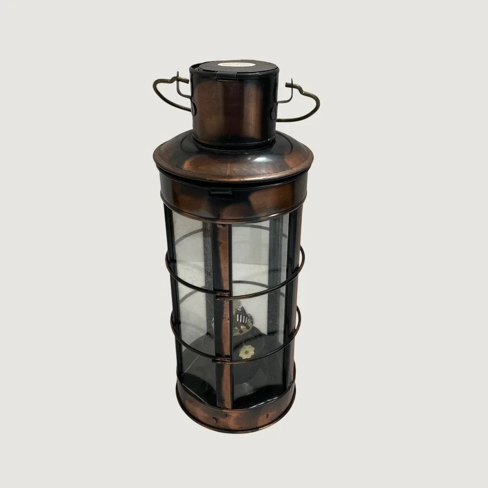 Vintage Copper Finish Nautical Oil Lantern Kerosene Lamp Made Hong Kong Bronze